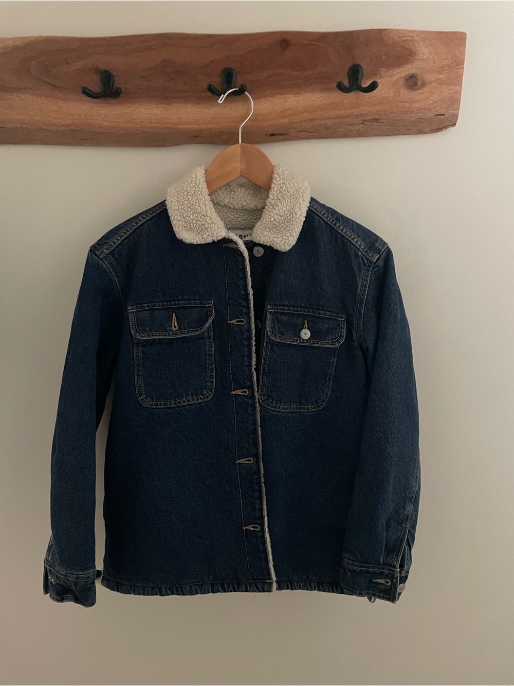 Old Navy Barn Denim Jacket with Cream Sherpa Collar and Liner